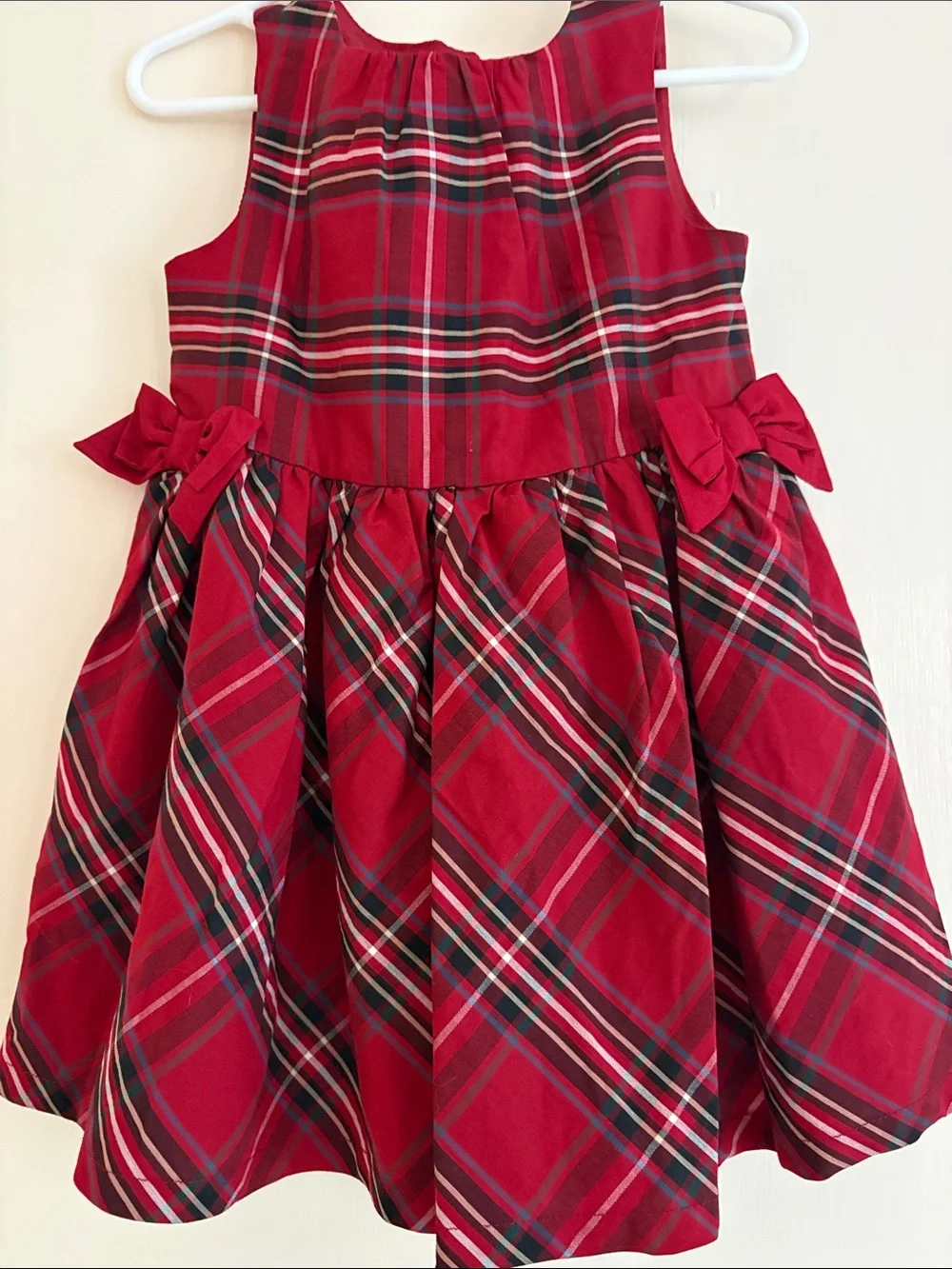 CARTERS Red Plaid Holiday Dress with Side Bows Size 2T